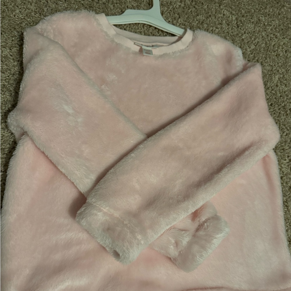 Super soft and fluffy- Girls light pink pullover sweatshirt, size 7/8